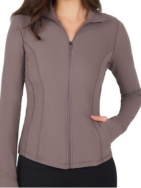 90 Degree By Reflex Taupe Full-Zip Athletic Jacket